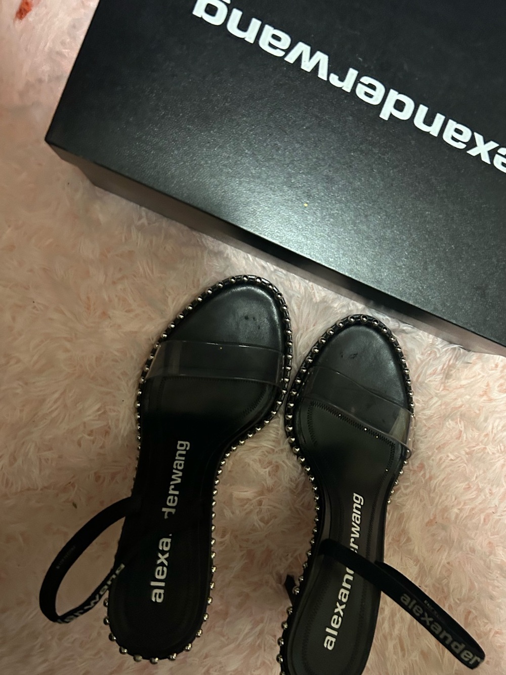 Alexander Wang Black Studded Leather Slingback Mules